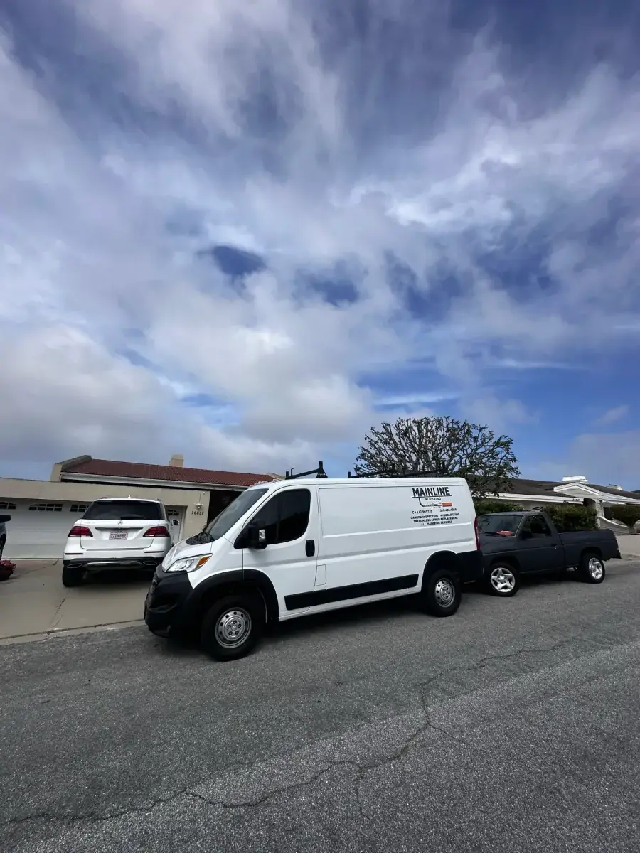 Mainline Plumbing fleet trucks ready for dispatch across the South Bay