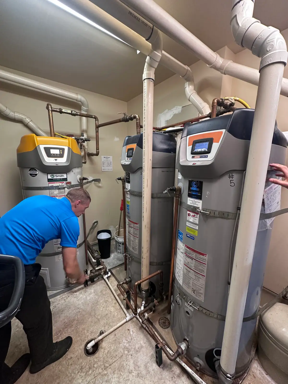 Commercial Raypak boiler installation at a Carson apartment complex by Mainline Plumbing
