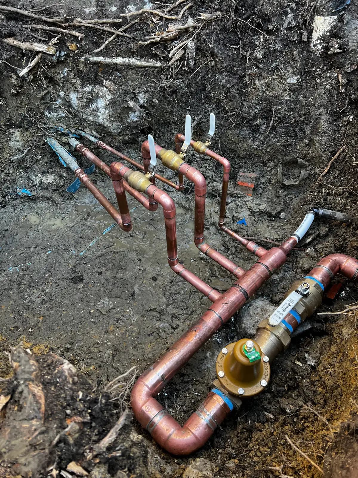 Main water service line and shutoff valve at a South Bay property